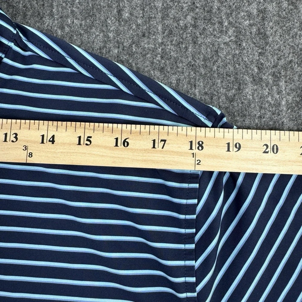 Peter Millar Summer Comfort Men's L Polo Shirt Blue Stripe Stretch Golf